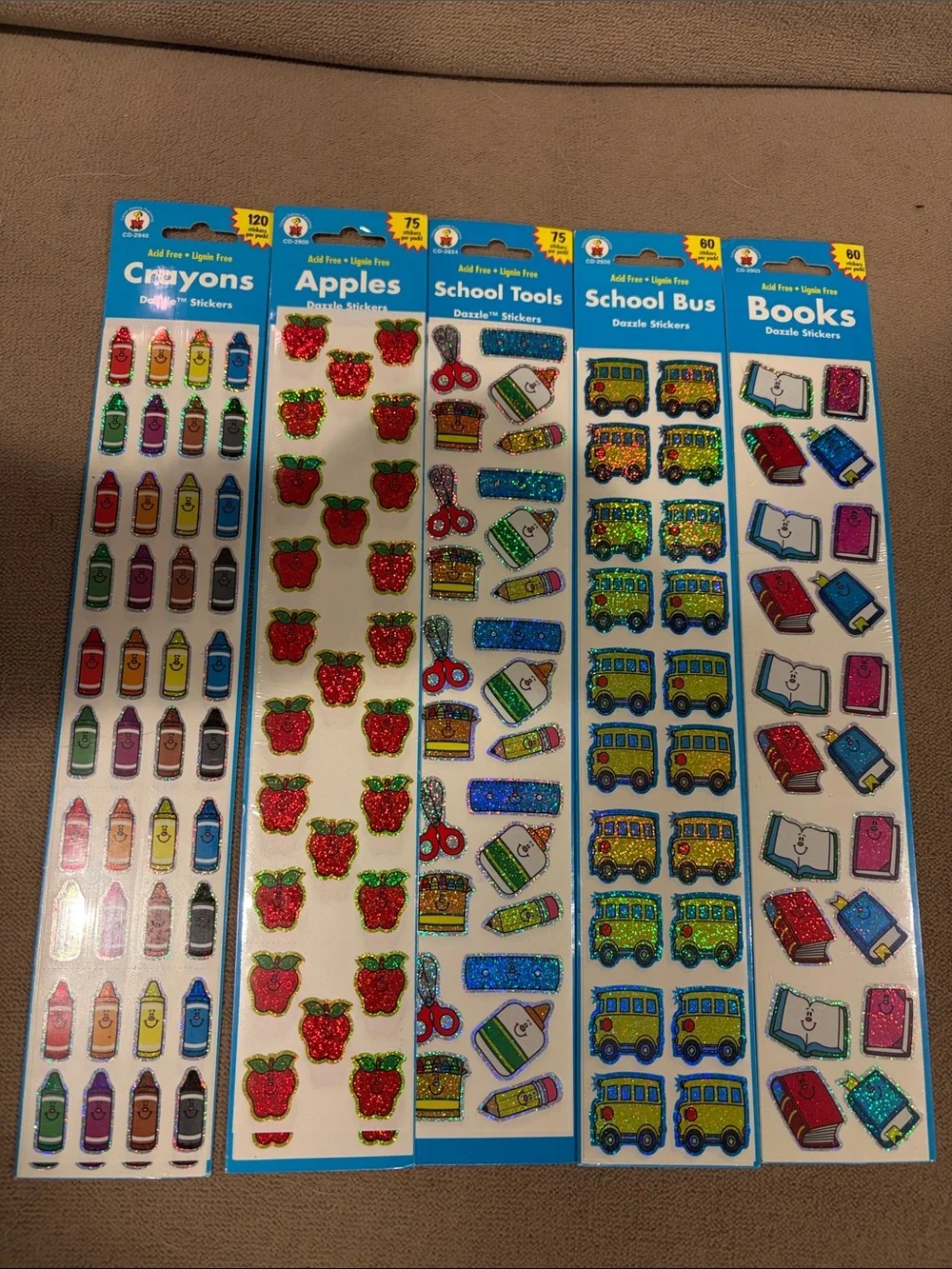 Sparkling School Sticker Pack for Kids/scrapbooking  - 1990 Carson Delosa